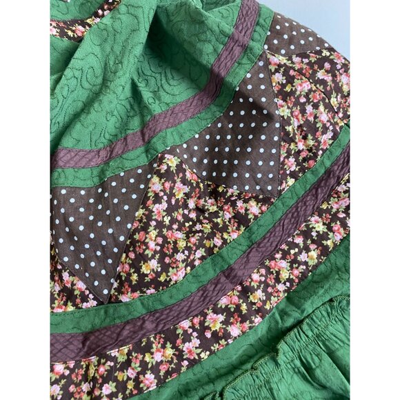 Artka Womens Green Brown Peasant Tiered Ruffle Skirt size Medium Lagenlook Artsy - Picture 6 of 14